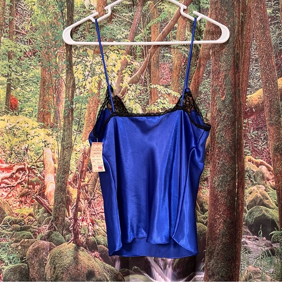 Vintage Christian Dior Cami NWT deadstock blue black lace floral flower XS - Picture 10 of 13